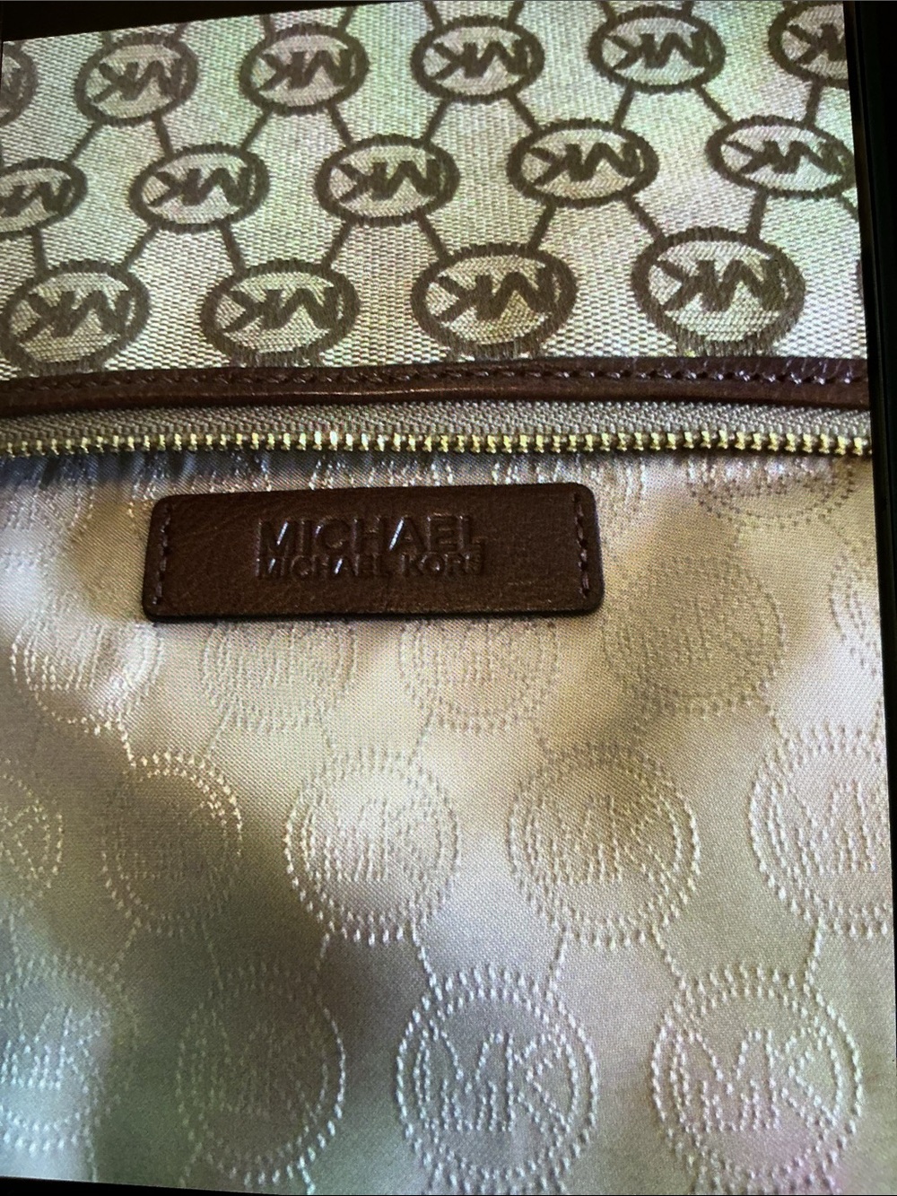 Michael Kors Gold and Brown Signature Wristlet - Picture 5 of 6